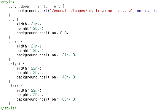 이미지스프라이트 예제 css코드